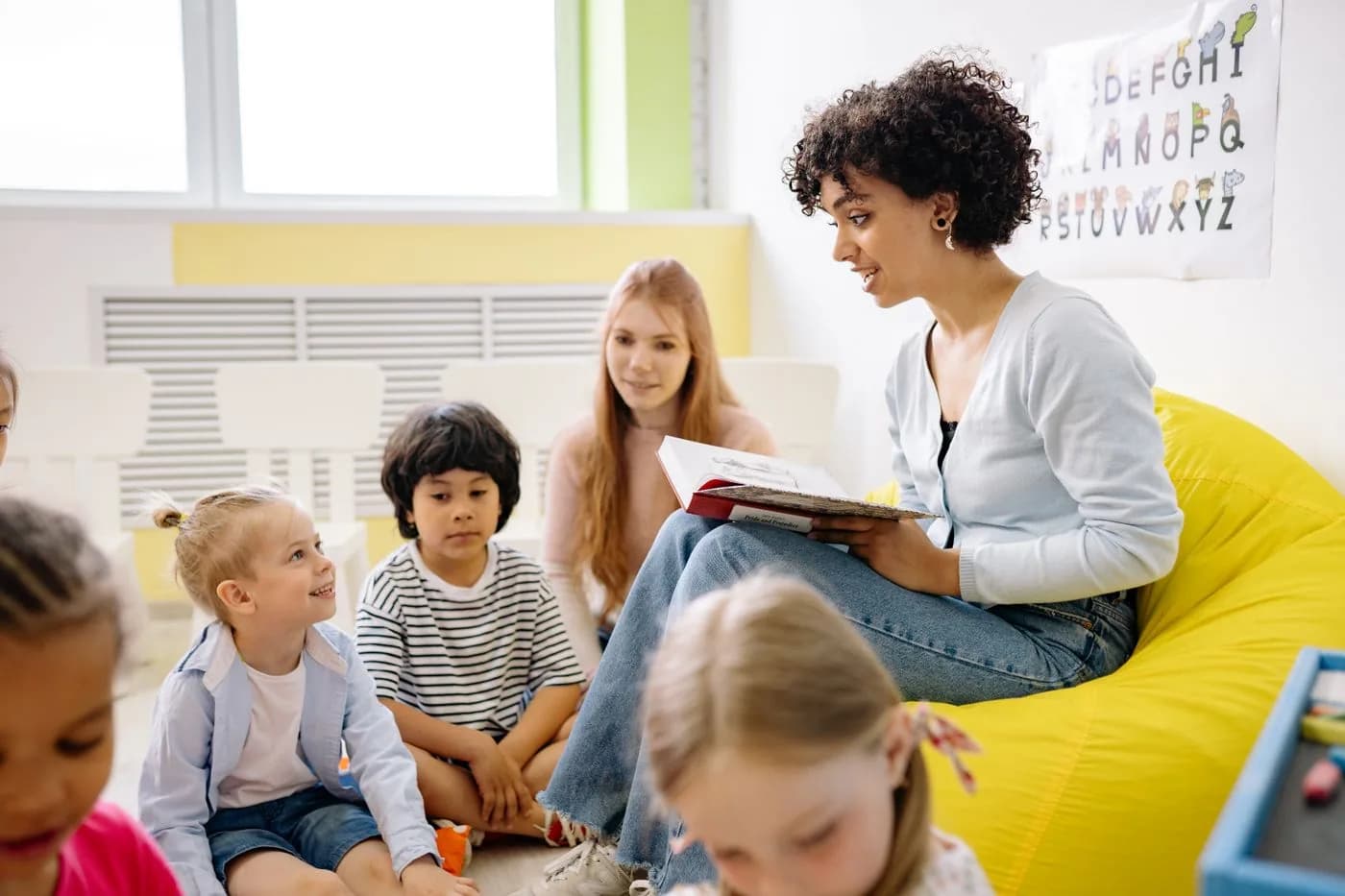 Adult reading with children